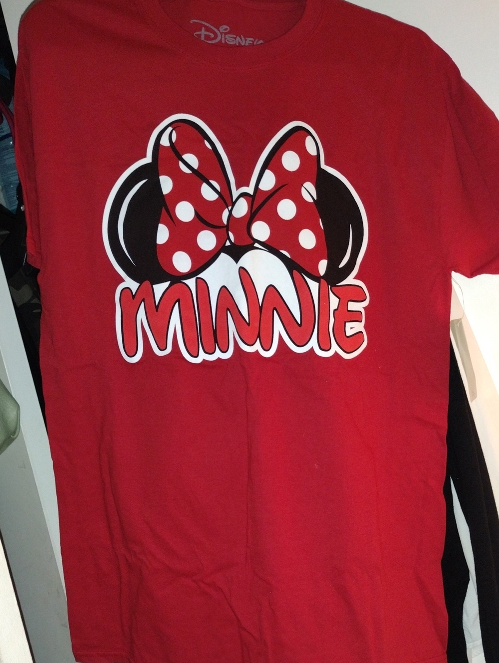 😍Disney Red Minnie Mouse Graphic Tee with Polka Dot Bow